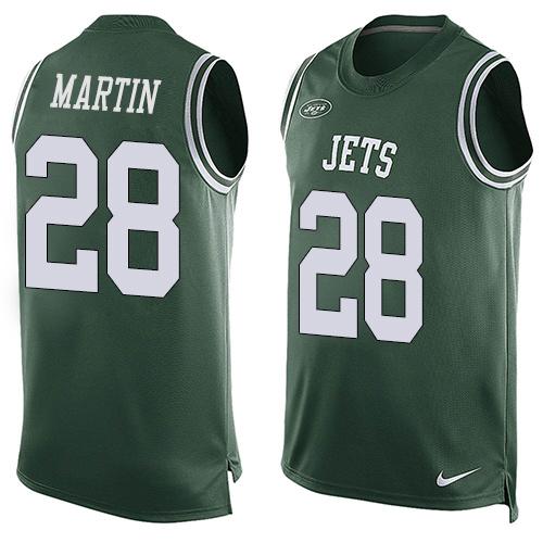 Nike Jets #28 Curtis Martin Green Team Color Men's Stitched NFL Limited Tank Top Jersey - Click Image to Close